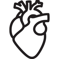 Vector art of anatomical heart illustration, depicting the organs structure and function with a clean, bold line drawing, suitable for medical, educational, and healthrelated designs
