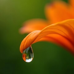 Photorealistic Close-Up of Dew on Vibrant Orange Petal