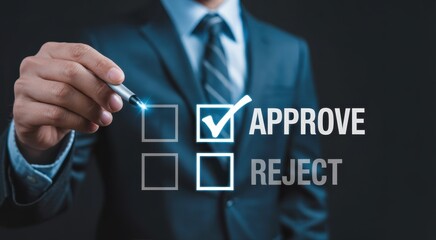 Approving the concept: A focused individual makes a crucial decision, the moment captured, highlighting the power of choice and the significance of saying yes. 
