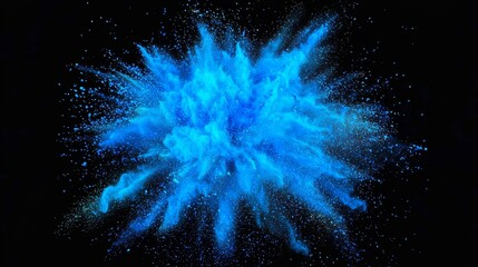 Abstract Blue Powder Explosion High-Resolution Image, Dynamic Composition,Color Burst, powder explosion, blue, abstract