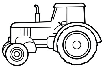 Tractor Illustration Black and White Outline of Farm Vehicle for Coloring or Design Use