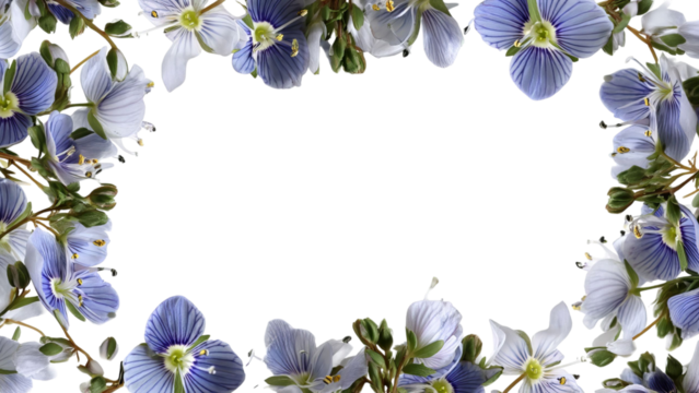 PNG of A beautiful floral frame featuring delicate blue and white flowers, perfect for enhancing a creative design. - Powered by Adobe