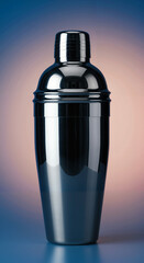 Sleek bar shaker tin isolated on a colorful gradient background