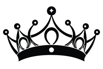 Ornate Black Crown with Circles, Arches and a Diamond Decoration Symbol Design © kanchanrani