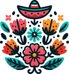  Mexican Flowers ClipArt logo icon vector white background . © mesbahul