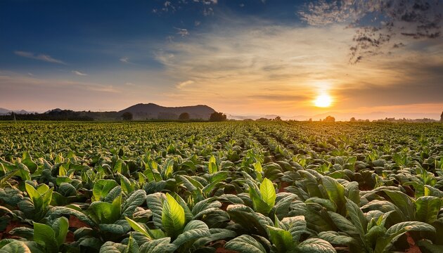 Sunset Over A Field Of Burley Tobacco