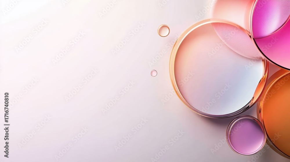 Poster abstract colorful circles with gradient tones and smooth reflections