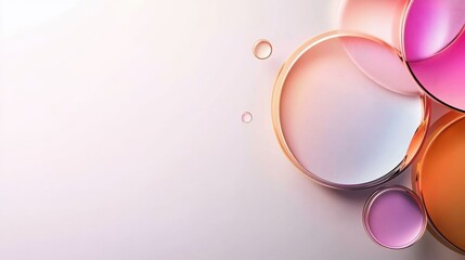 Abstract colorful circles with gradient tones and smooth reflections  