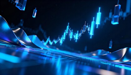 Abstract 3D rendering of a financial market chart, showcasing data trends and analysis.