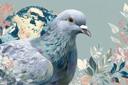 international peace day pigeon globe
