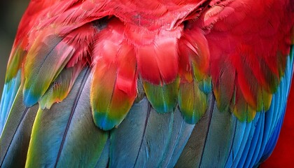 Obraz premium Close Up Of Scarlet Macaw Bird S Feathers