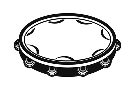 black and white tambourine musical instrument clip art preview