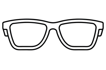 Outline Drawing of Rectangular Eyeglasses with Empty Lenses and Thick Frames Style