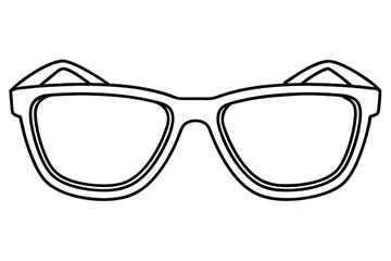 Fototapeta premium Outline Drawing of Double Rimmed Sunglasses with Temples and Bridge Detail