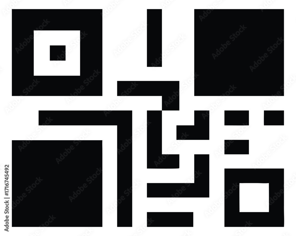 Poster a seamless digital labyrinth pattern of a qr code made from black and white squares