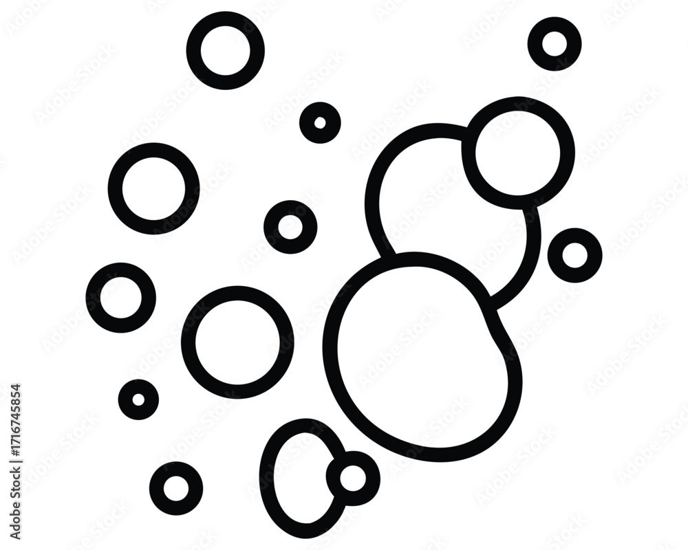 Poster blue and liquid circles form a beautiful vector pattern with light and bubbles,