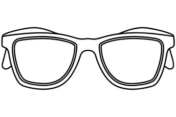 Fototapeta premium Line Art Illustration of Square Framed Eyeglasses, CloseUp View Depicting Modern Eyewear