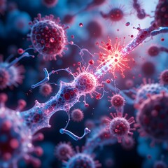 bacteria cell with microscope