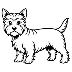 Cute small dog line art illustration