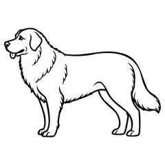 Line art illustration of a standing dog