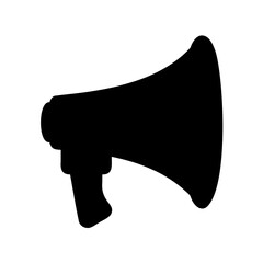 Black and white silhouette illustration of a megaphone used for announcements