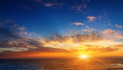 Fototapeta premium Sunrise Of Orange Fire In A Blue Sky Overlay