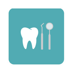 Dental tooth care concept with professional dentistry tools and equipment, clean health icon for oral hygiene.