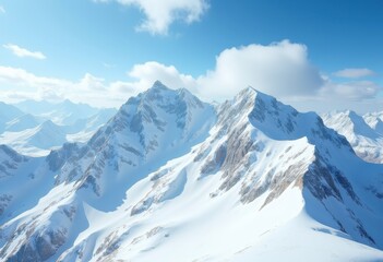 Obraz premium Sparkling Snow-Capped Peaks under Radiant Sunlight Illuminating Majestic Mountain Landscape