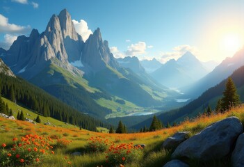 Majestic Mountain Ranges Under Clear Blue Skies Exuding Natural Grandeur and Breathtaking Wilderness Virtues