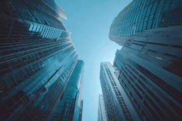 Fototapeta premium City skyscrapers viewed from below