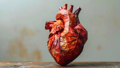 Geometric heart model, 3D, orange