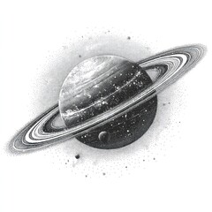 Grayscale planet with rings
