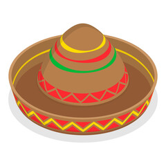 3D Isometric Flat  Set of Mexican Hats. Item 8