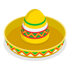 3D Isometric Flat  Set of Mexican Hats. Item 9