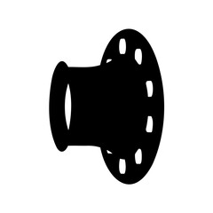 Silhouette of a mechanical flange component with bolt holes on white background