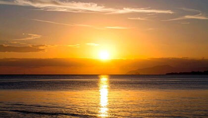 Golden sunset over a calm ocean