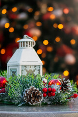 Christmas card background with decorative lantern