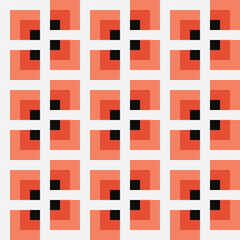 Pattern created from black, orange and peach squares on a white background