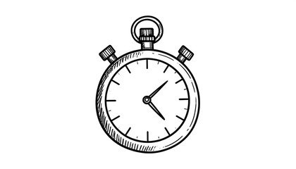 Hand-drawn vintage stopwatch illustration, showcasing a detailed and classic design.