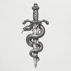 Snake tattoo design sword illustration