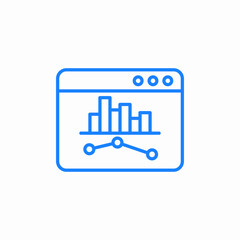 browser window or webpage with graphs and charts for data analysis icon sign vector
