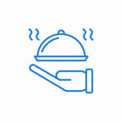 dish under cover held by human hand icon sign vector