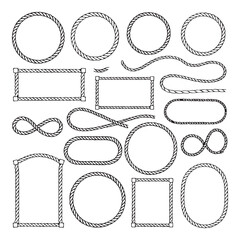 Rope Frame and Knot Decorative Border Collection Vector Set