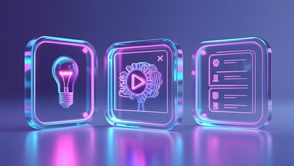Futuristic 3D Glassmorphism Icons – AI & Technology Concepts
