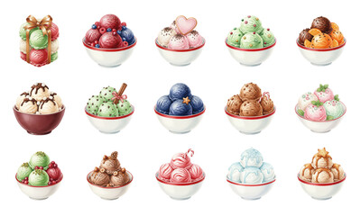 Watercolor Holiday Ice Cream Bowls Collection