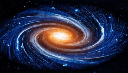 A Vibrant Blue And Orange Galaxy Swirls With Stars On A Black Background Ai Generative