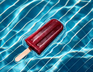burgundy popsicle on a pool water background summer vacation background