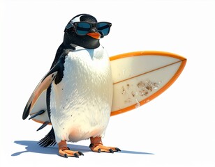 Cool Penguin Surfer Dude with Headphones and Sunglasses.