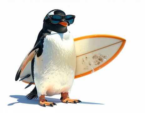 Cool Penguin Surfer Dude with Headphones and Sunglasses.