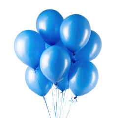 A vibrant bunch of bright blue balloons clustered together creating a festive and celebratory atmosphere isolated on transparent background